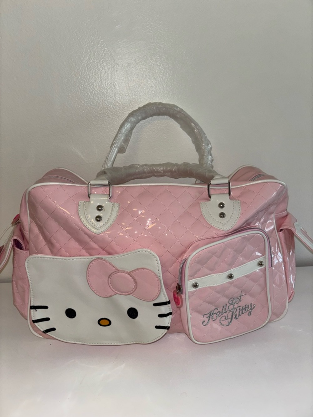 Hello Kitty Pink Quilted Tote Bag with Front Pockets